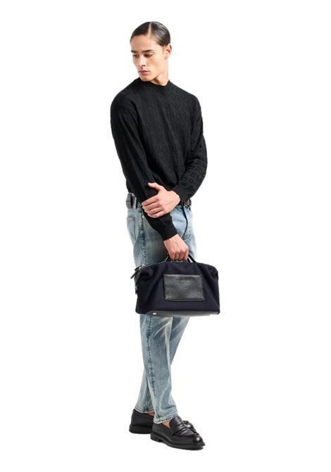 MAGLIONE IN LANA VERGINE MOTIVO LINKS CON INSTARSIO LOGO LETTERING EMPORIO ARMANI | Maglie | 6D1MXK 1MJNZ0999